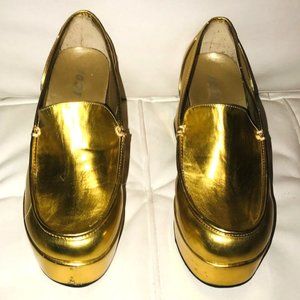 Vintage Gold unisex platform loafers